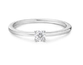 Sterling Silver and Rhodium Plated Simple Solitaire CZ Ring- Sz. 7.5